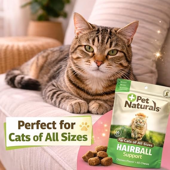 Pet Naturals Hairball Relief Soft Chews for Cats, Chicken Liver, 30 Count