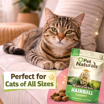 Pet Naturals Hairball Relief Soft Chews for Cats, Chicken Liver, 30 Count