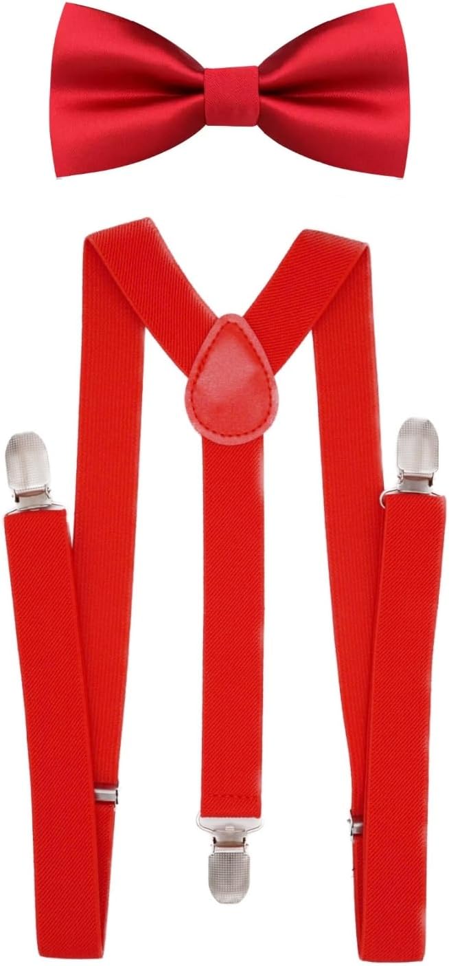 Mens Suspenders 1" Inch Elastic Adjustable Y-Back Clip-on Suspender