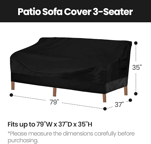 Miniatura 9 de Vailge - Funda para sofá de patio, 100% impermeable, funda para sofá de 3 plazas, funda para muebles de jardín con ventilación y asa.