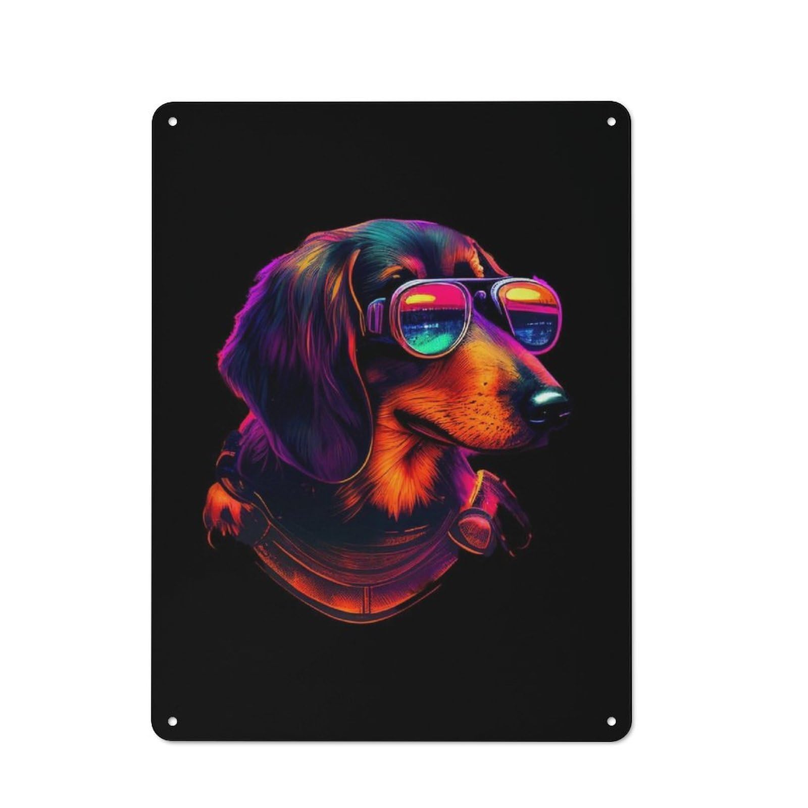 Junmoney Dachshund Rustic Tin Wall Plaque 40X30cm For Home Office Or Studio, For Garage, Workshop And Man Cave Decoration