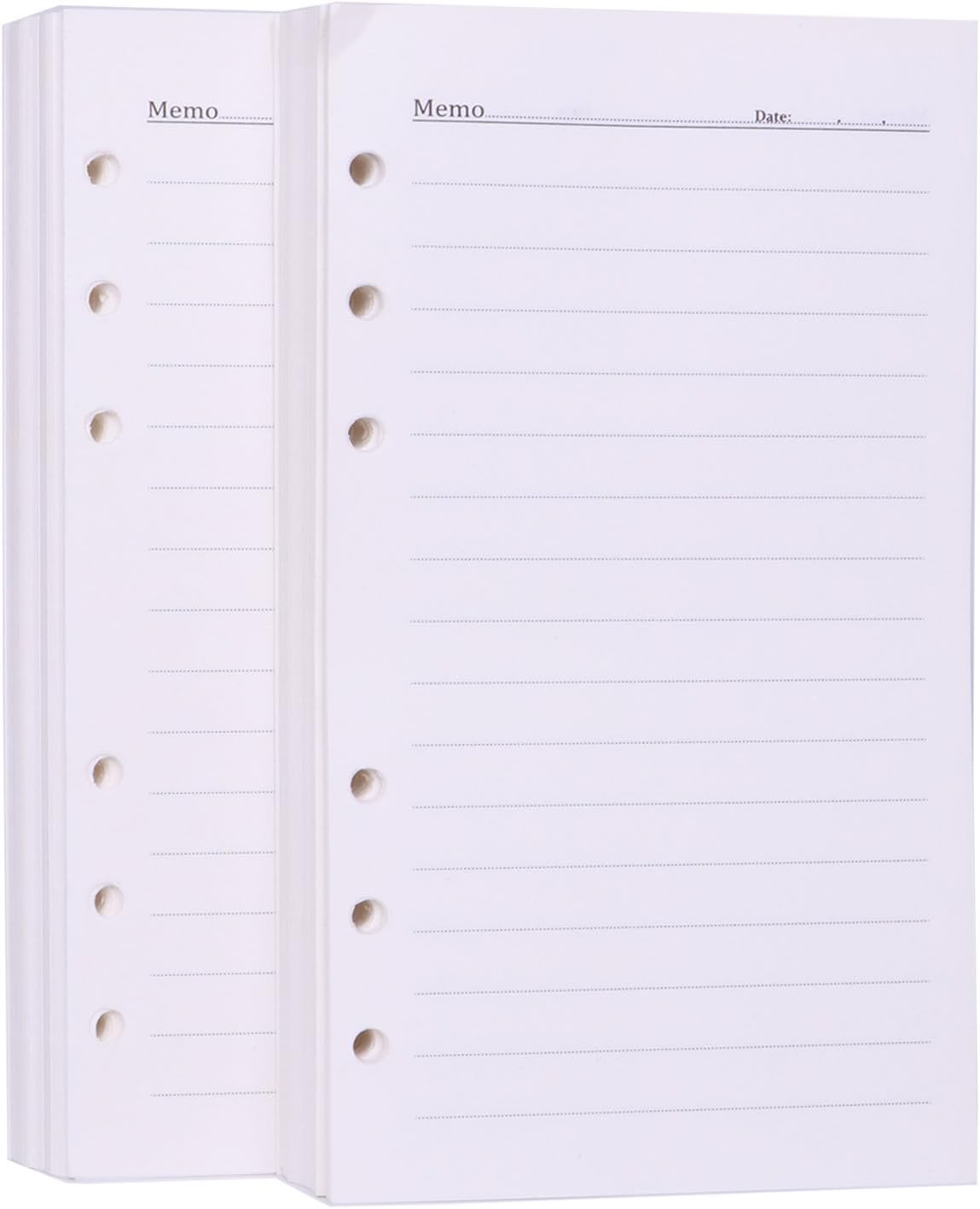 2 Pack Filler Paper, 3.7” x 6.8” Wide Ruled Refills, Loose Leaf for 6-Ring Binder Refillable Writing Journal Travel Notebook Daily Dairy, 80 Sheet Per Pack