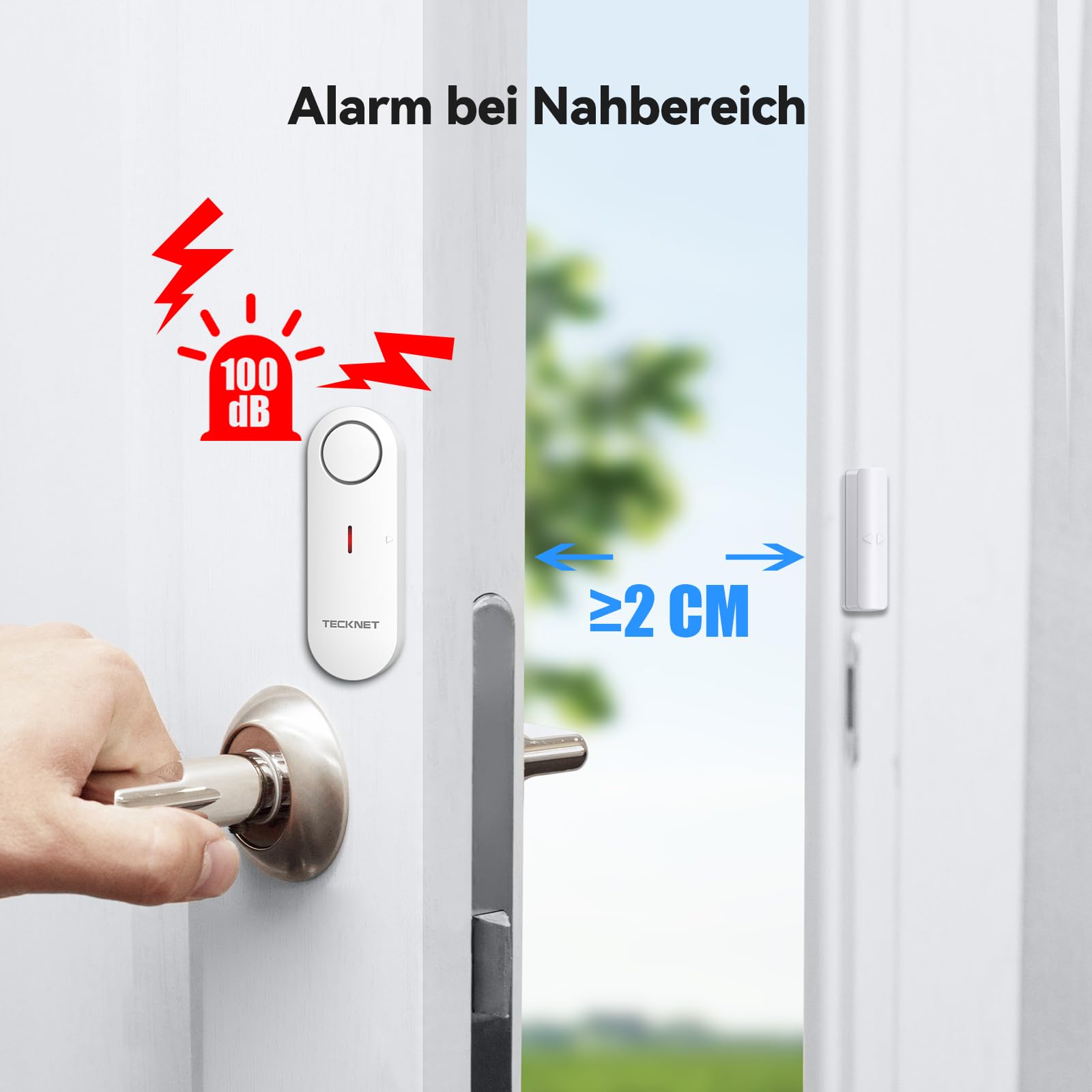 TECKNET Türalarm, Fensteralarm Einbruchschutz, Kabellose Alarmanlage Tür-Fenstersensoren und 3-stufiger Lautstärkeregelung, Türalarm mit Sirene für Haus, Geschäft, Büro und Wohnung (9 PCS)