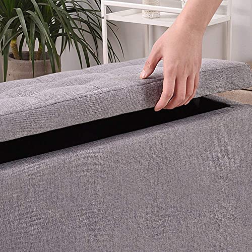 Pouf coffre rangement bleu pour optimiser les petits salons encombrés - 8