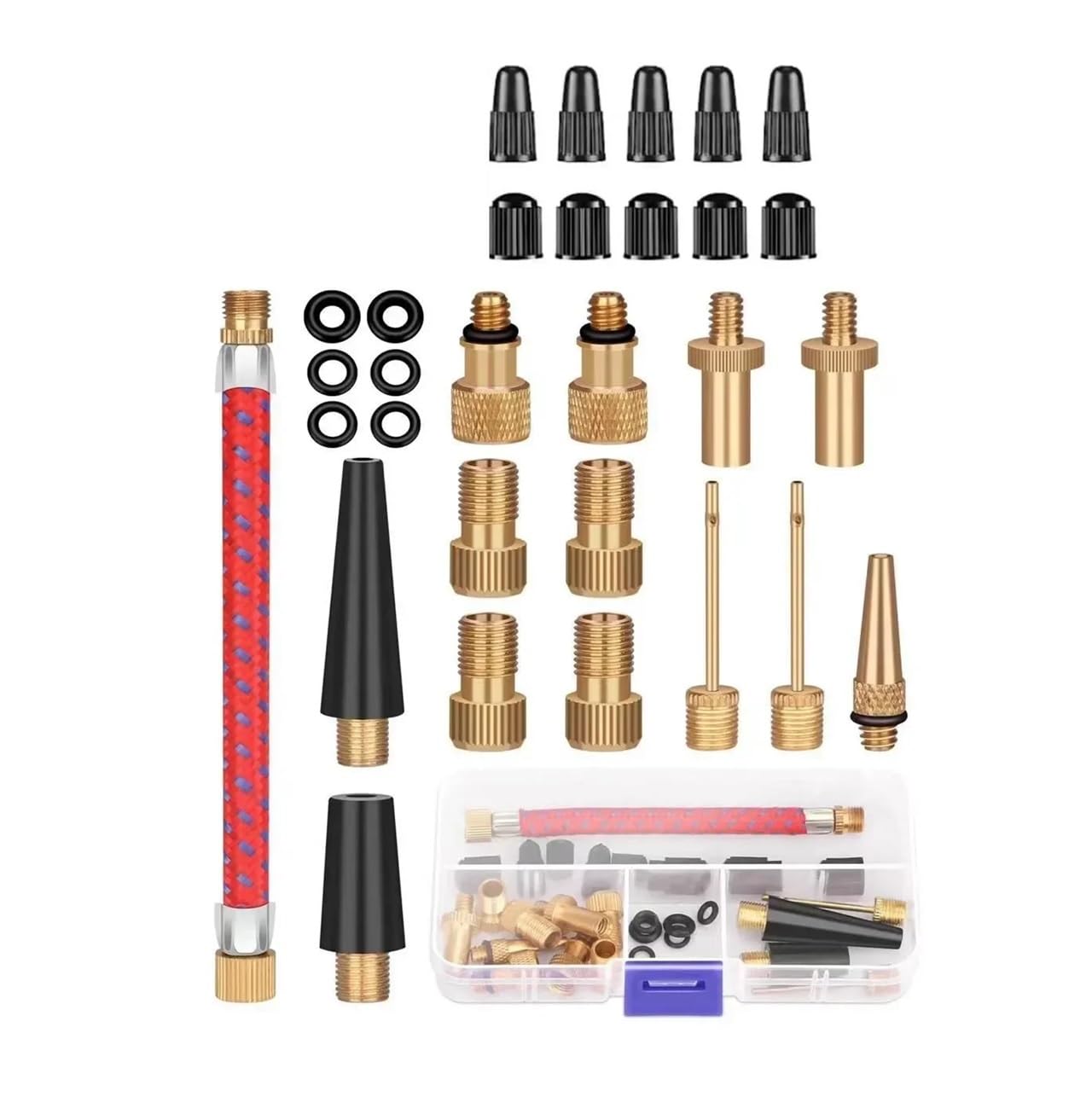 Zestaw adapterów do pompki rowerowej, igły i wężyka do powietrza – złącza pompki(21pcs)