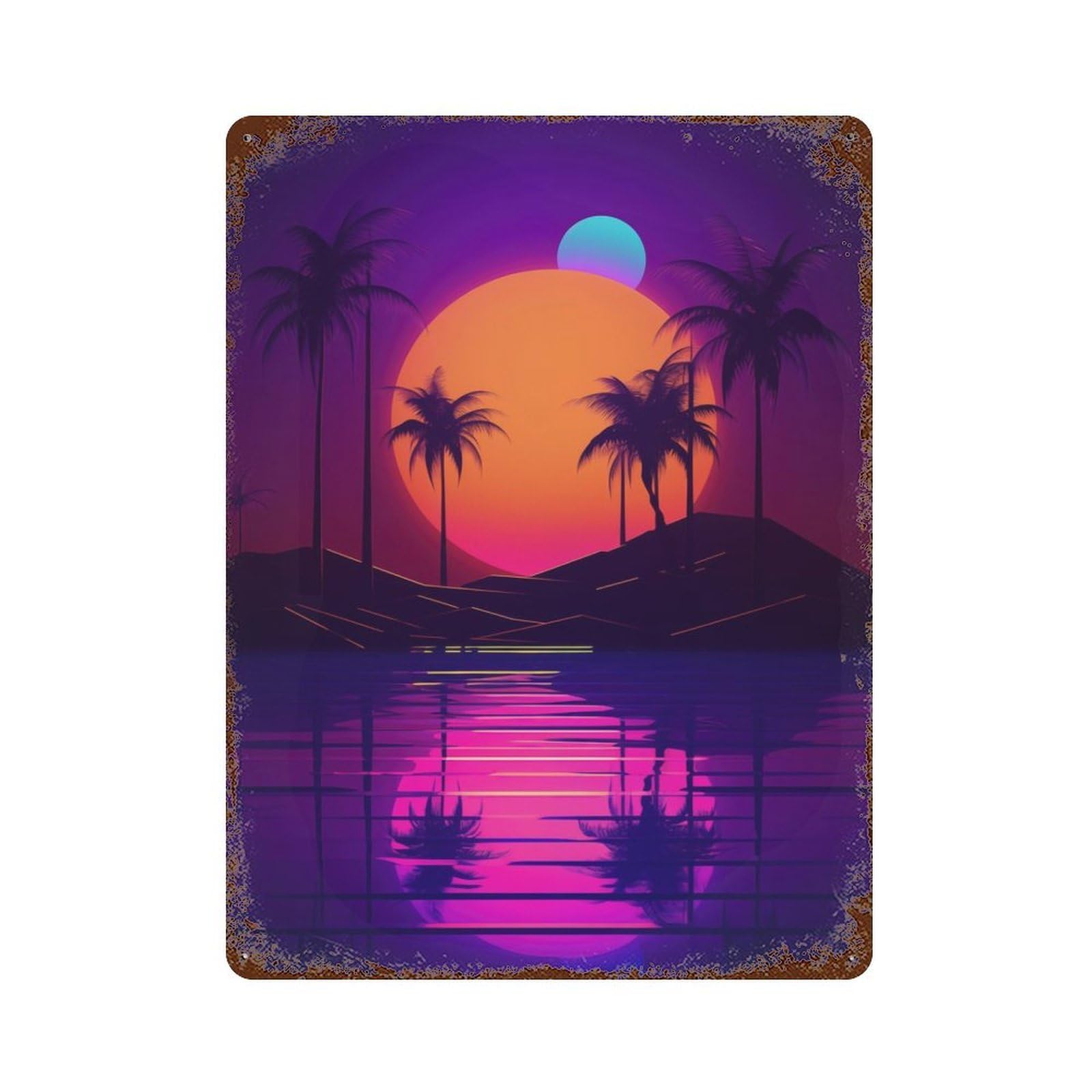 Garage Style Celestial Horizon Harmony Weathered Tin Sign 15.7"x11.8", Classic Wall Plaque for Bar And Workshop