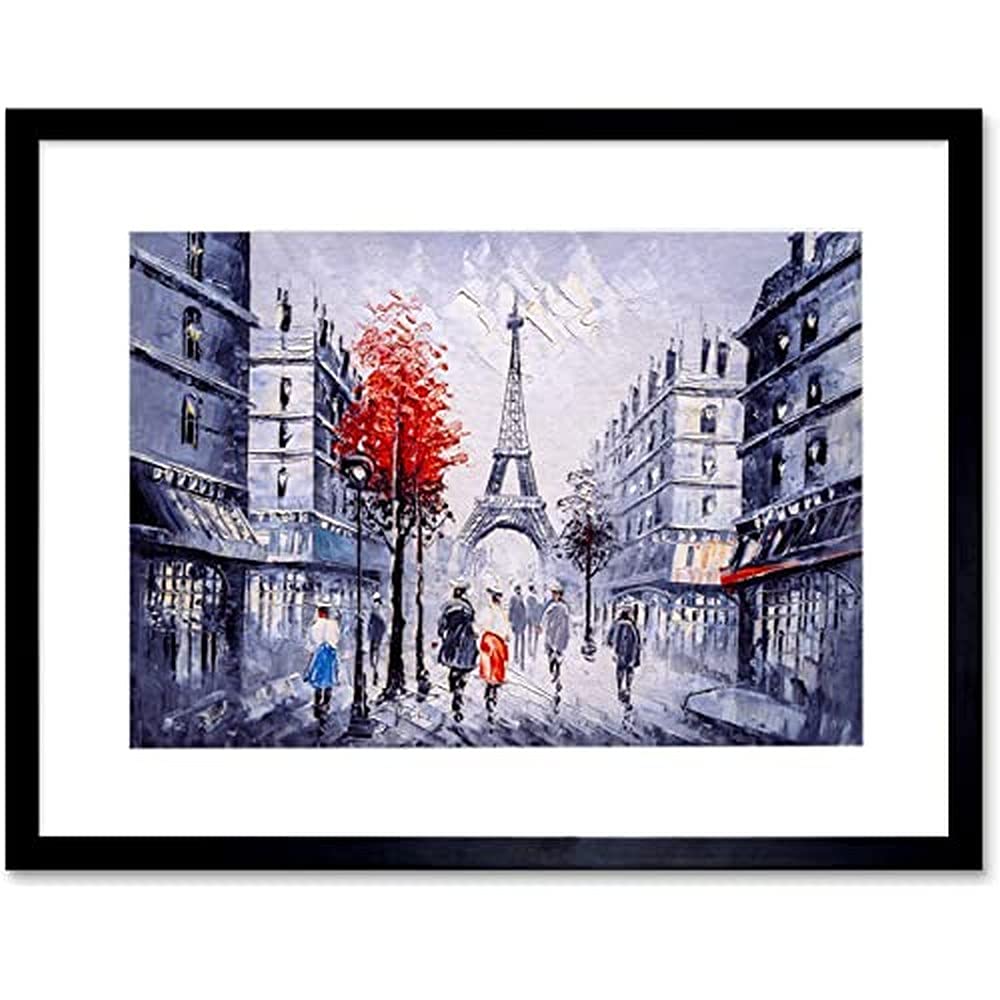 Eiffel Tower In Paris Red Tree Unframed Art Print Poster Wall Decor 12x16 inch