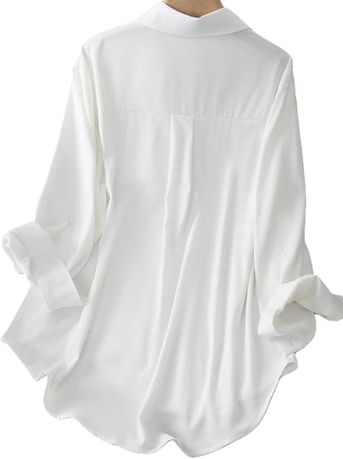 Women's Button Down Shirt Long Sleeve Solid Casual Blouse Top - Image 3