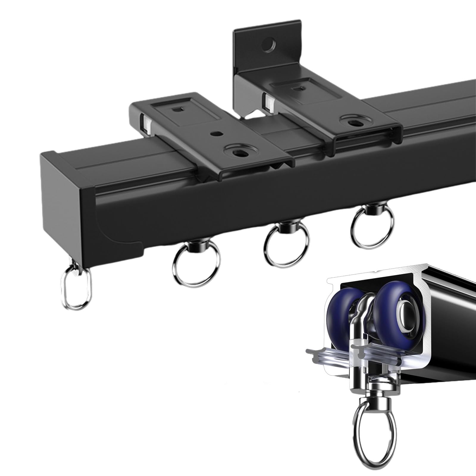 Riel de cortina de aluminio de 1 capa, colgador de pared para cortinas, perfecto para cortinas transparentes, ajustable, 100600 cm (Francia), ideal para cortinas deslizantes y cortinas
