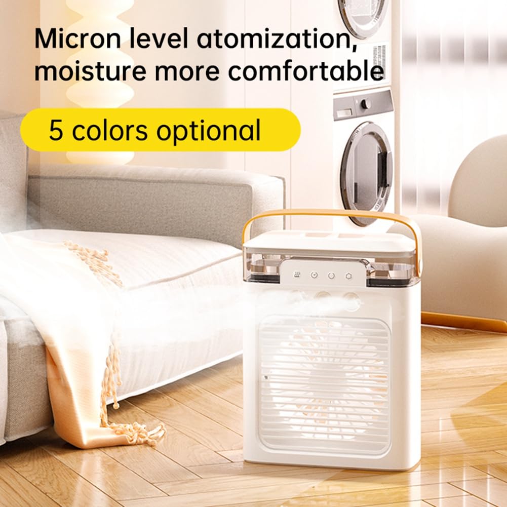 Tragbarer Klimaanlagenventilator, Mini-Verdunstungsluftkühler mit Farbigen LED-Lichtmodi für Schreibtisch, Nachttisch, Couchtisch-D