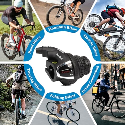 Airuzara Bike Right Shift Lever, SL-RS35 7 Speed Twist Grip Gear, Bike Handle Shifter for Mountain Bicycle