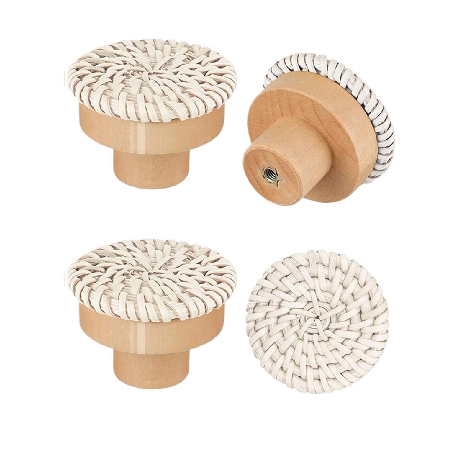 NHralpajj Rattan Wooden Drawer Pull