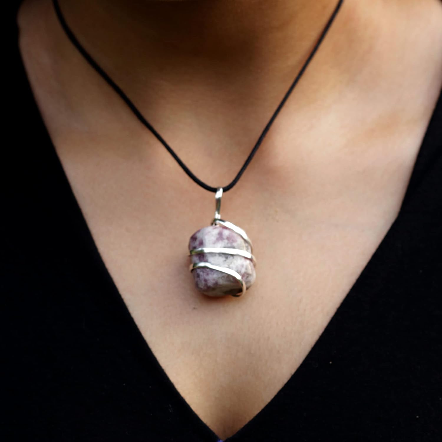 AYANA Lepidolite Crystal Necklace – Handmade Ethically Sourced Gemstone Pendant for Women, Libra Zodiac, September Birthstone, Heart & Crown Chakra Alignment - Image 5