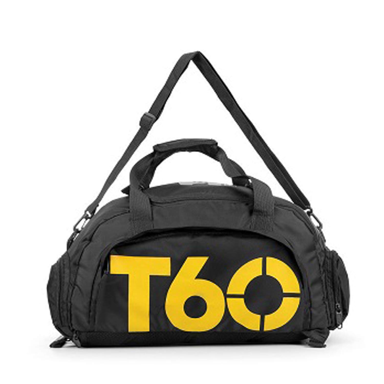 T60 Sports Duffels Backpacks Gym Bags Waterproof - Travel Duffel Bag with Shoes Compartment for Men and Women, Fitness, Yoga (Black Yellow)