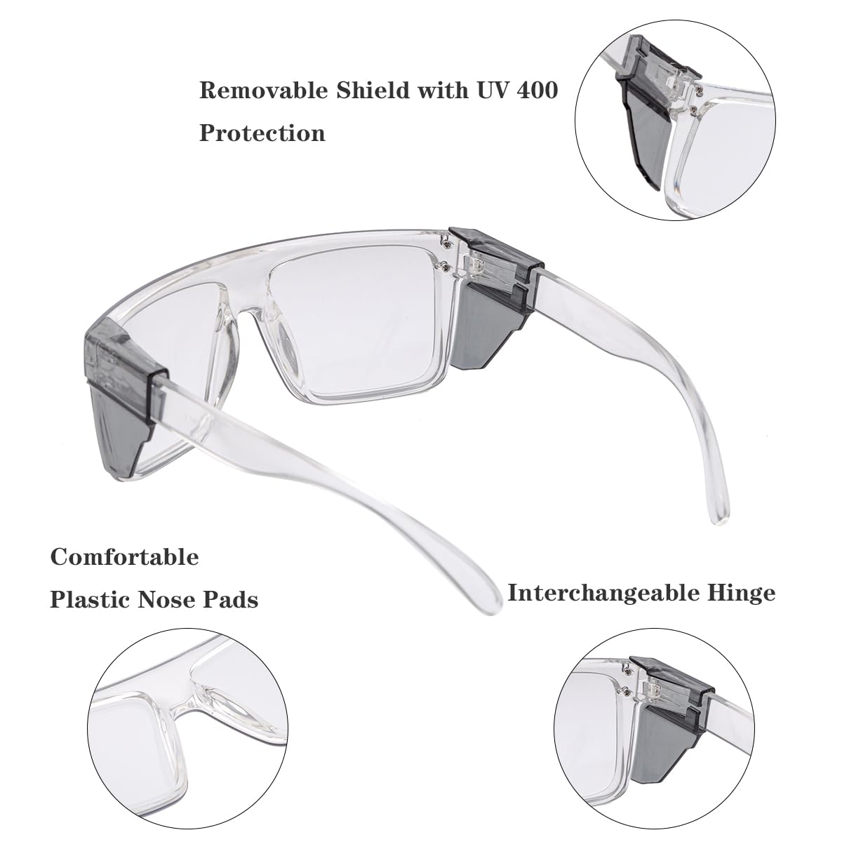 UV400 przejściowe fotochromowe okulary ochronne od jasnej do ciemnoszarej soczewki ANSI Z87 zatwierdzone