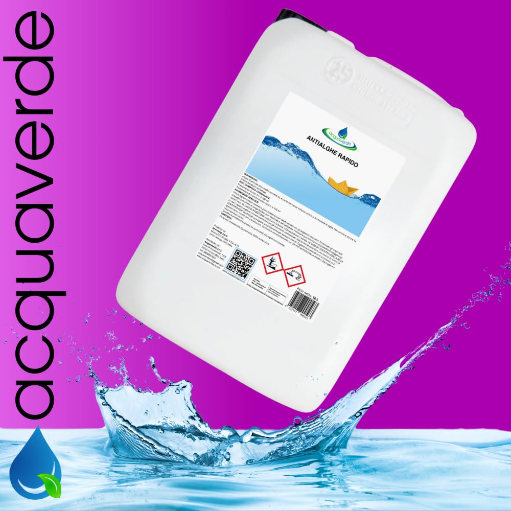 acquaverde | Antialghe Rapido Liquido, Alghicida Concentrato non Schiumogeno Contro la Formazione delle Alghe e per Mantenimento Acqua di Piscina, 25 kg