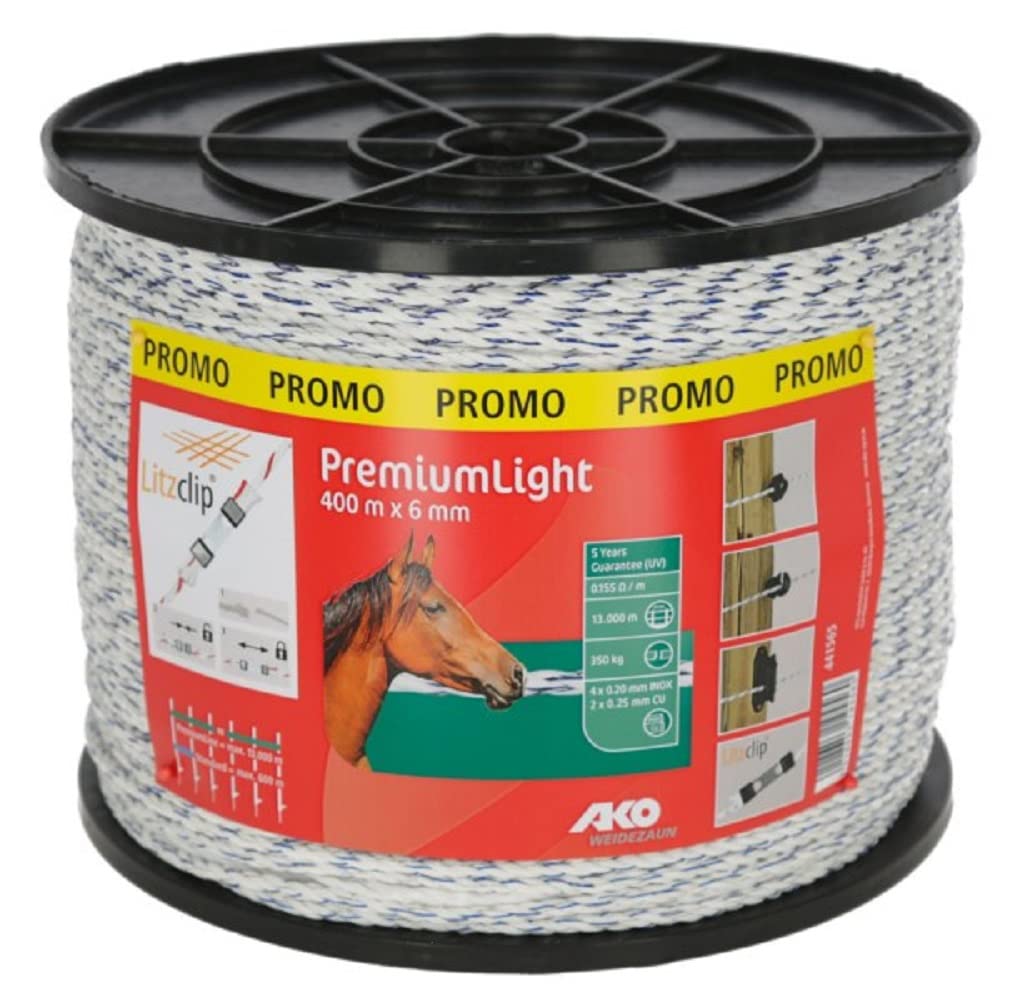 AKO Fencing CU 441565 - Cable eléctrico (6 mm, 400 m, 4 x 0,20 mm, SSW, 2 x 0,25 mm), Color Blanco y Azul
