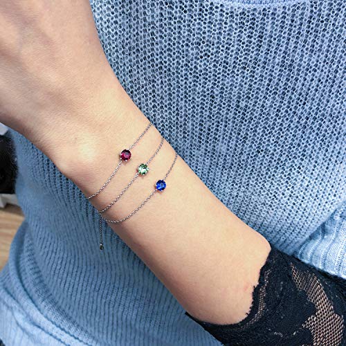 EGOO&YAMEE Birthstone Bracelet White Gold Plated Cubic Zircon Adjustable Bangle 12 Color for Women2