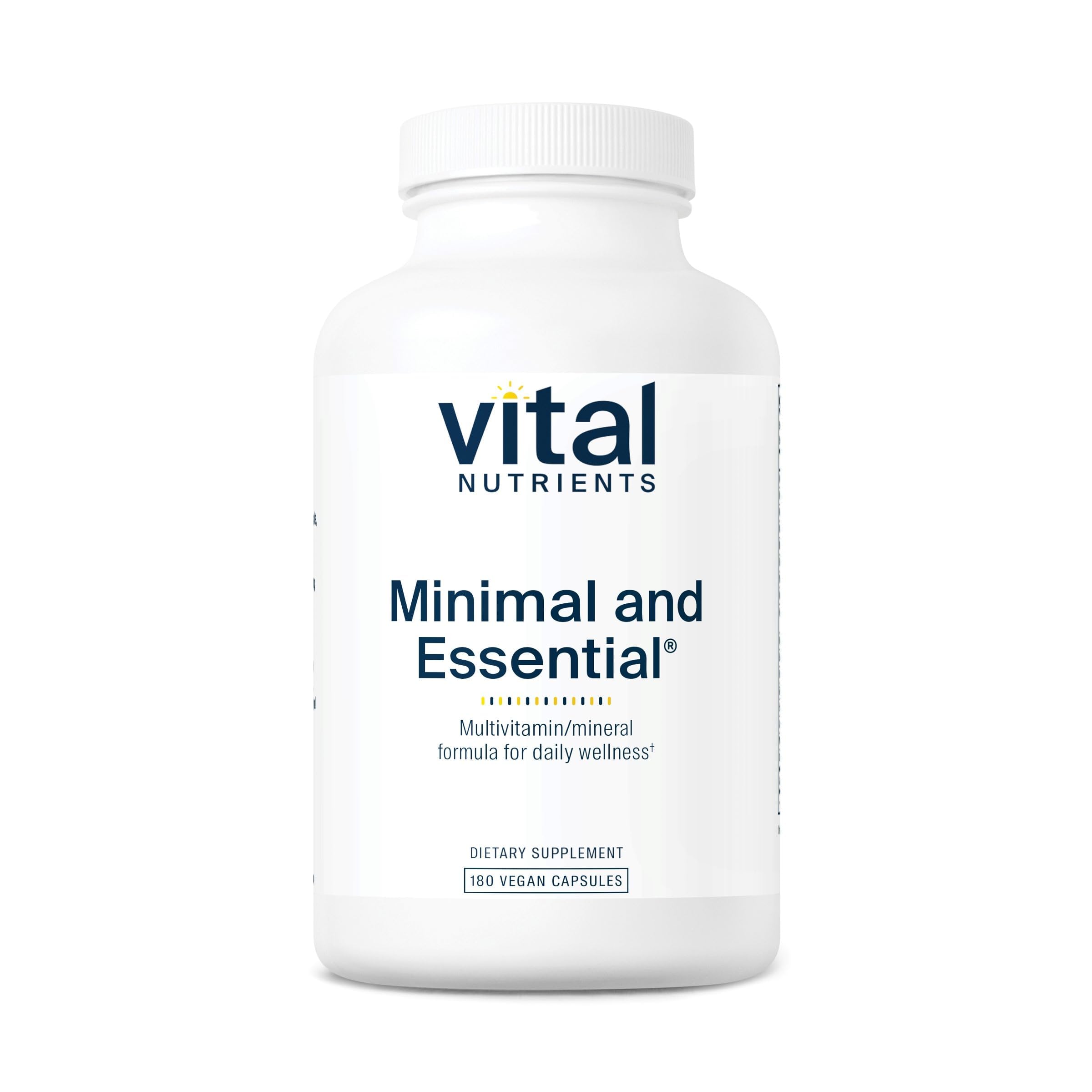 Minimal and Essential Multivitamin - Vegetarian One per Day Multi Vitamin, Mineral, & Antioxidant Supplement* - Iron-Free - Gluten, Dairy, Soy Free - Non-GMO - 180 Capsules