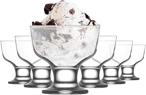 lav Tazones de vidrio para servir helado, 6 piezas, tazas de postre de vidrio para plato de helado, 9.5 onzas, vasos de postre, cuencos de helado