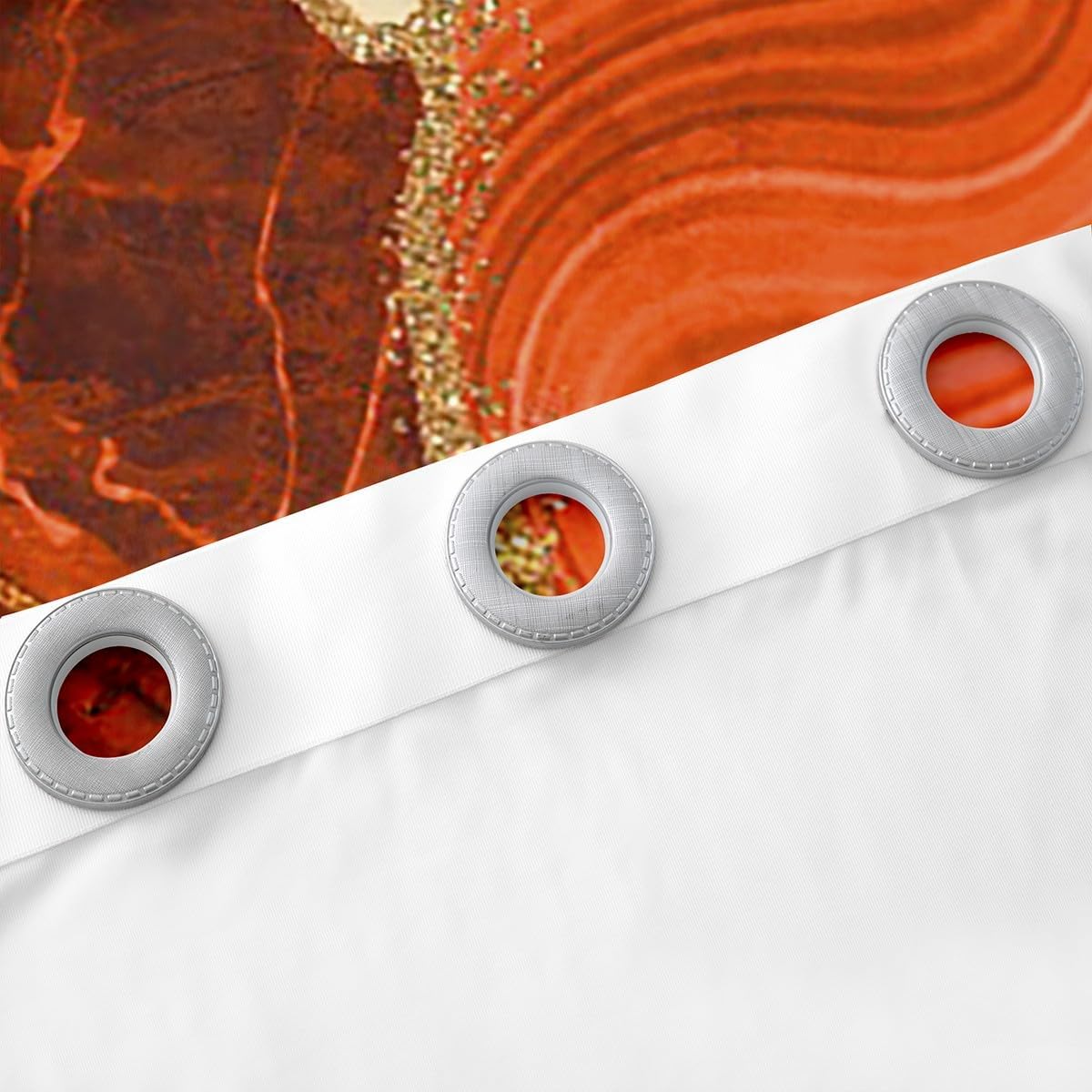 Erosebridal Orange Marble Curtains, Gold Crack Blackout Curtains, Abstract Metallic Texture Curtains & Drapes, Luxury Shinny Boho Hippie Fluid Marbling Window Curtains 38" X 45", 2 Panels
