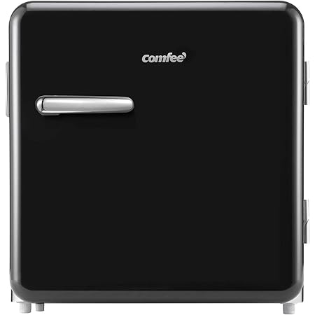 Comfee 1.6 Cubic Feet Solo Series Retro Refrigerator Sleek Appearance HIPS Interior, Energy Saving, Adjustable Legs, Temperature Thermostat Dial, Removable Shelf, Perfect for Home/Dorm/Garage [Black]