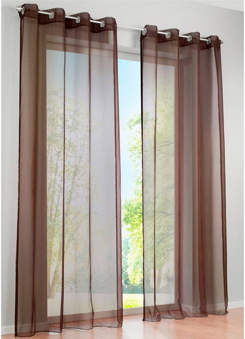 Hoomall Cortinas con ojales visillo para habitación comedor ...
