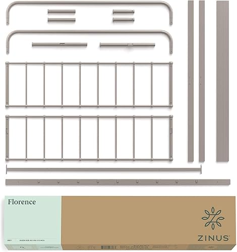 Miniatura 79 de Zinus Florence - Base de cama con plataforma de metal, base de colchón, no necesita somier, fácil montaje, blanco, tamaño matrimonial. Blanco,Negro