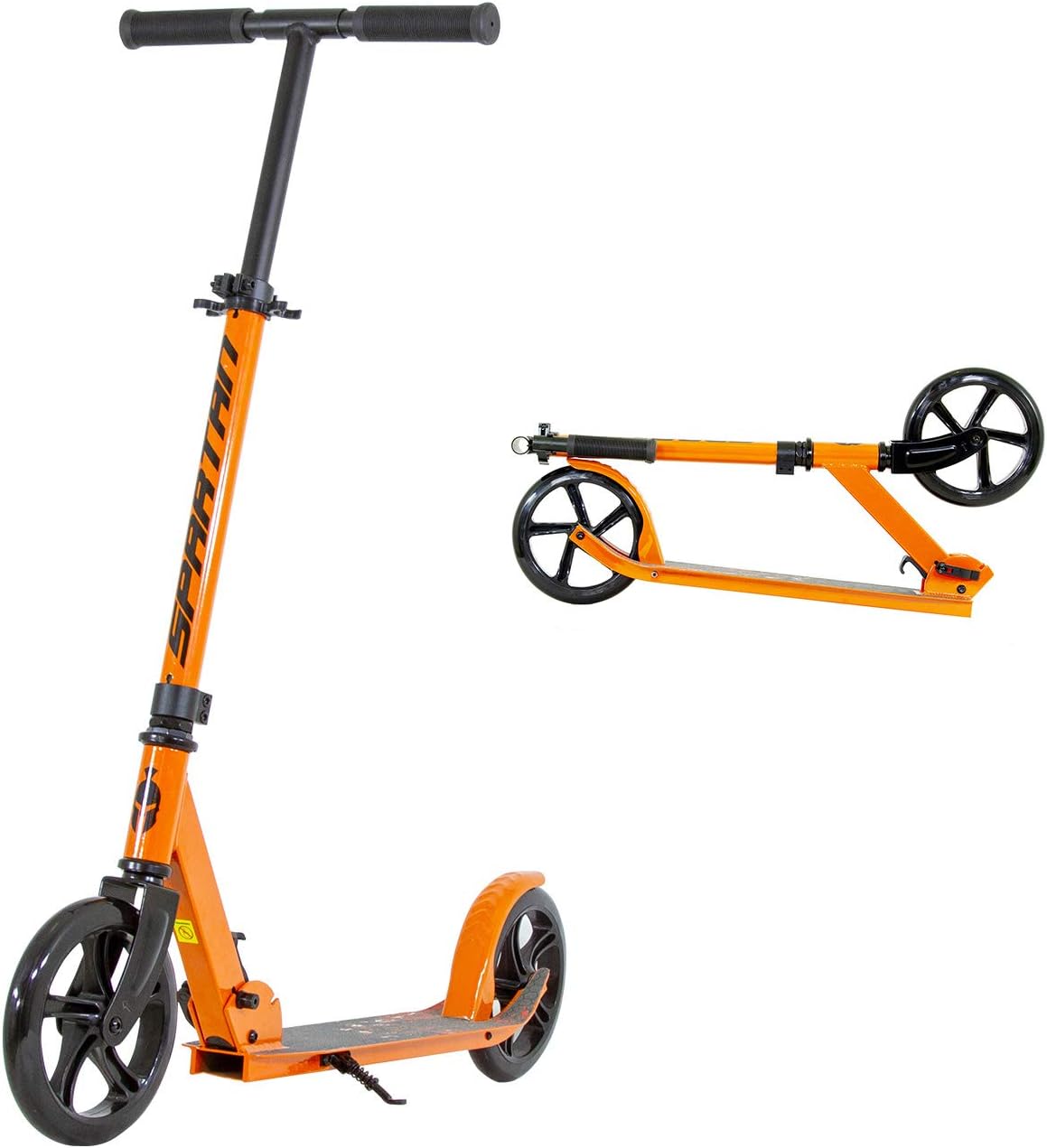 Spartan Edge 200 mm Folding Kick Scooter for Kids & Teens SP‑7005 – Big PU Wheels, ABEC‑7 Performance Bearings, Adjustable Handlebar & Quick‑Fold Frame, Rear Brake & Kickstand – For Ages 8+ (Orange)