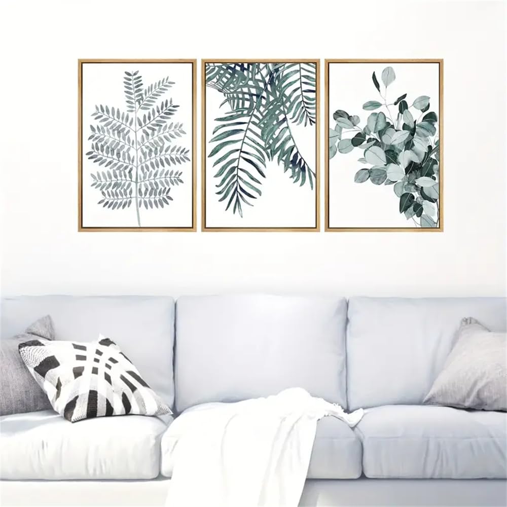 Affiches Botaniques-Ensemble de Tableaux sur Toile Imprimés Aquarelle de Forêt Plantes et Illustrations Florales Style Moderne et Chic Idéal le Salon la Chambre Ou le Bureau-60*80cm*3PCS (Non encadré)