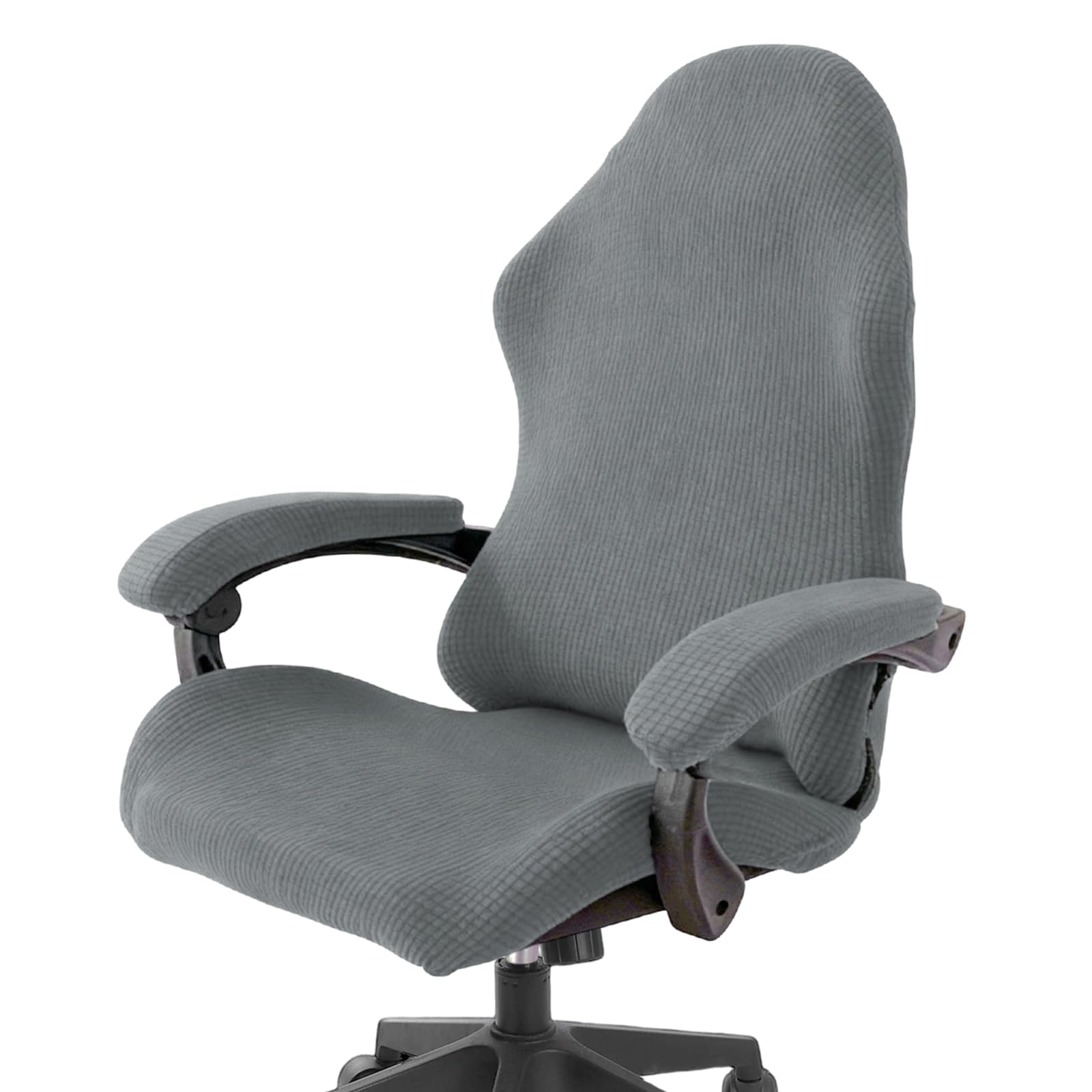 PATIKIL 1 Set Office Chair Cover, Desk Chair Cover Stretchable Universal Computer Seat Slipcover Large with Armrest Covers Zipper for Rolling Office Chairs Home Desk Seat, Gray