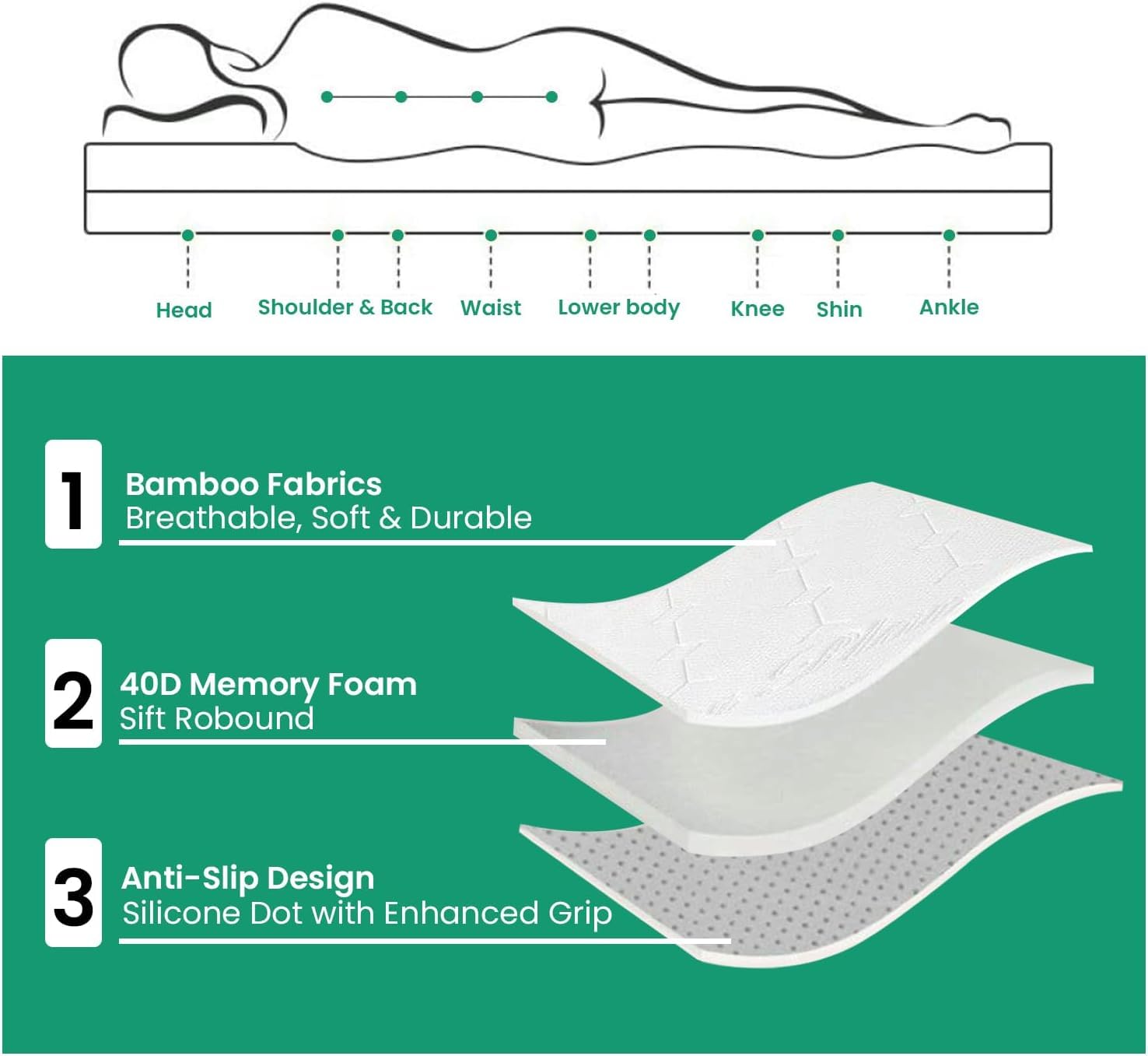 Bamboo_Viscose Mattress Topper Twin Size, Cooling Extra Thick Breathable Mattress Pad, 8-21"Deep Pocket Soft Quilted Fitted Mattress Cover With Down Alternative Fill - View #10
