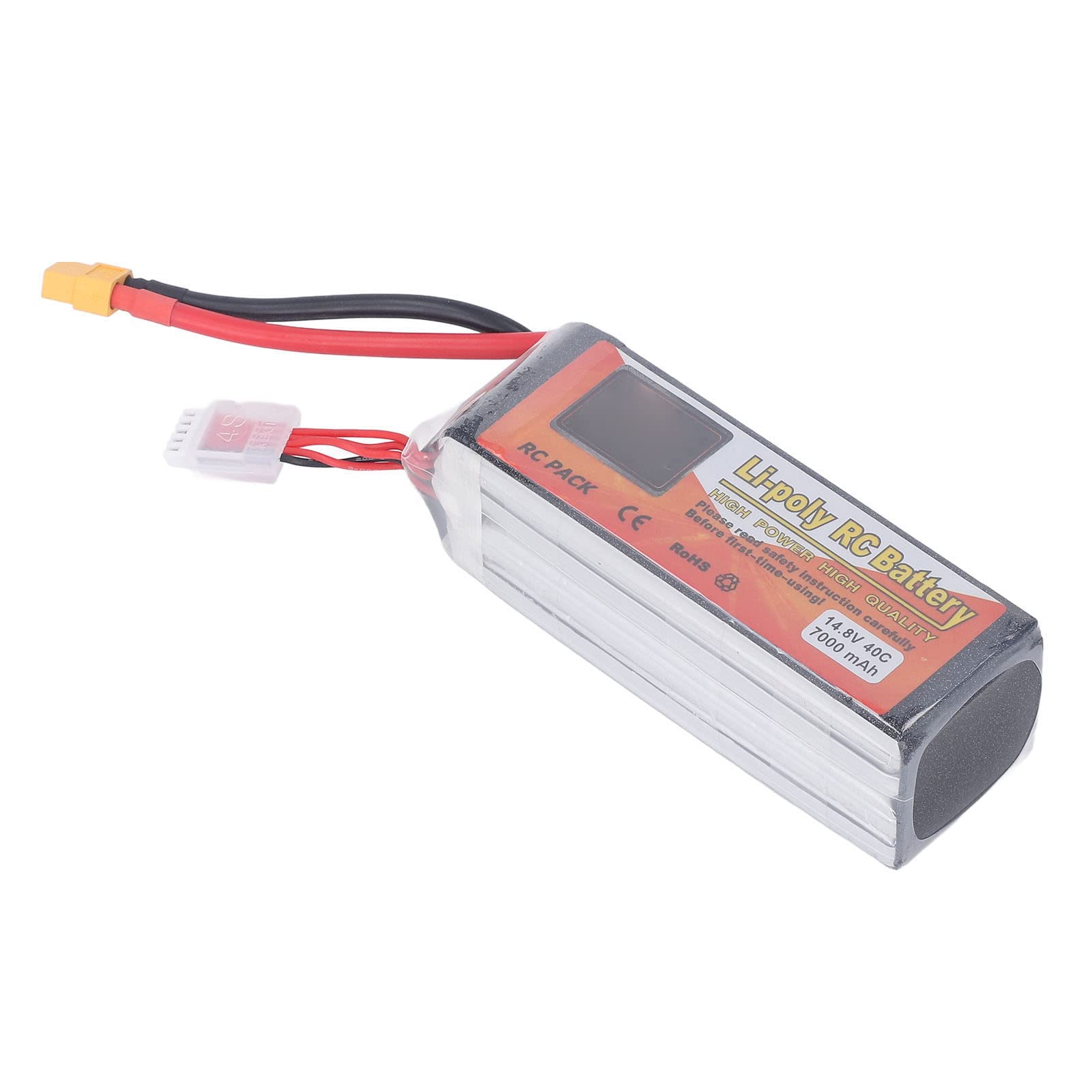 Batteria Lipo da 7000 mAh con tasso di scarica 40C, 14,8 V 4S, connettore XT60, ideale per modellismo di auto e elicotteri radiocomandati.