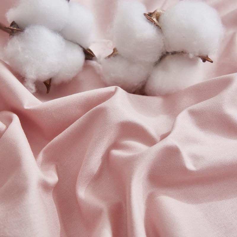 Gezu Bettwäsche 200x220cm Mako Satin Baumwollesatin Bettwäsche Set Rosa 100% Baumwolle 3 Teilig Baumwolle Atmungsaktiv Weich Fein Bettbezug 200x220cm und Kissenbezug 80x80 cm mit Reissverschluss