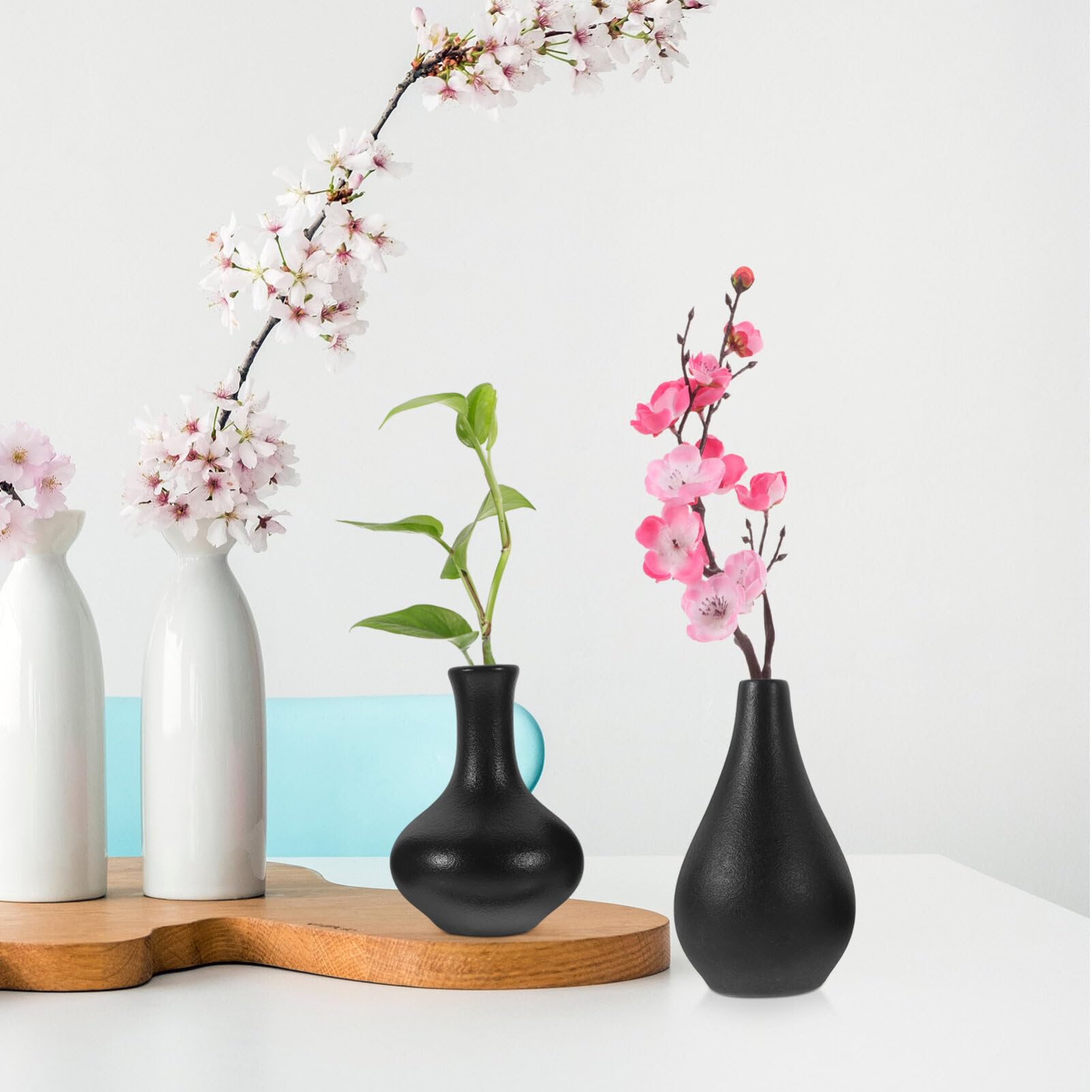 Alipis 5kawałki Mini Wazonów Ceramicznych Stylu Zen Urokliwe Dekoracje Do Kwiatów Lub Do Użytku Domowego Wysokiej Jakości i Kompozycji Kwiatowych