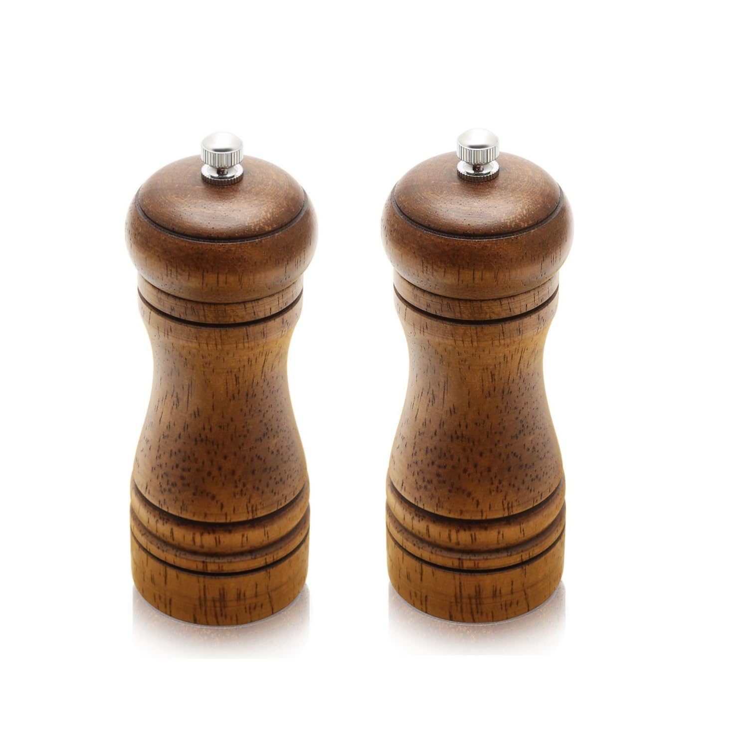 MASALACO Classic Oak Wood Salt And Pepper Grinder Set - 6.5 Inch, Refillable, Adjustable Ceramic Rotor, 2 Pack - View #4
