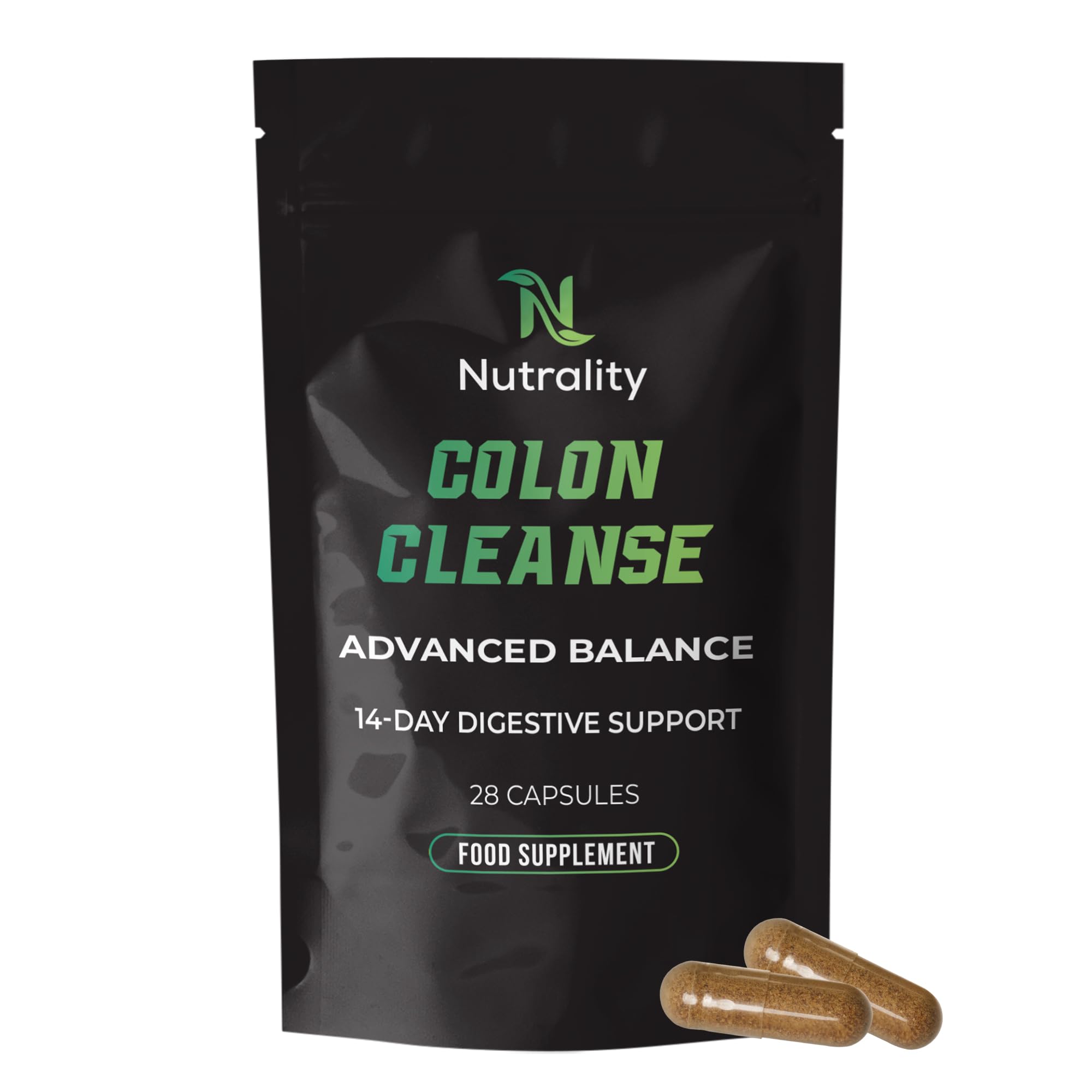 14 Day Colon Cleanse Detox Protocol Food Supplement - Natural Constipation Relief | Gut Cleanse & Bowel Support | Bloating Relief for Men & Women | 28 Vegan Easy Swallow Capsules