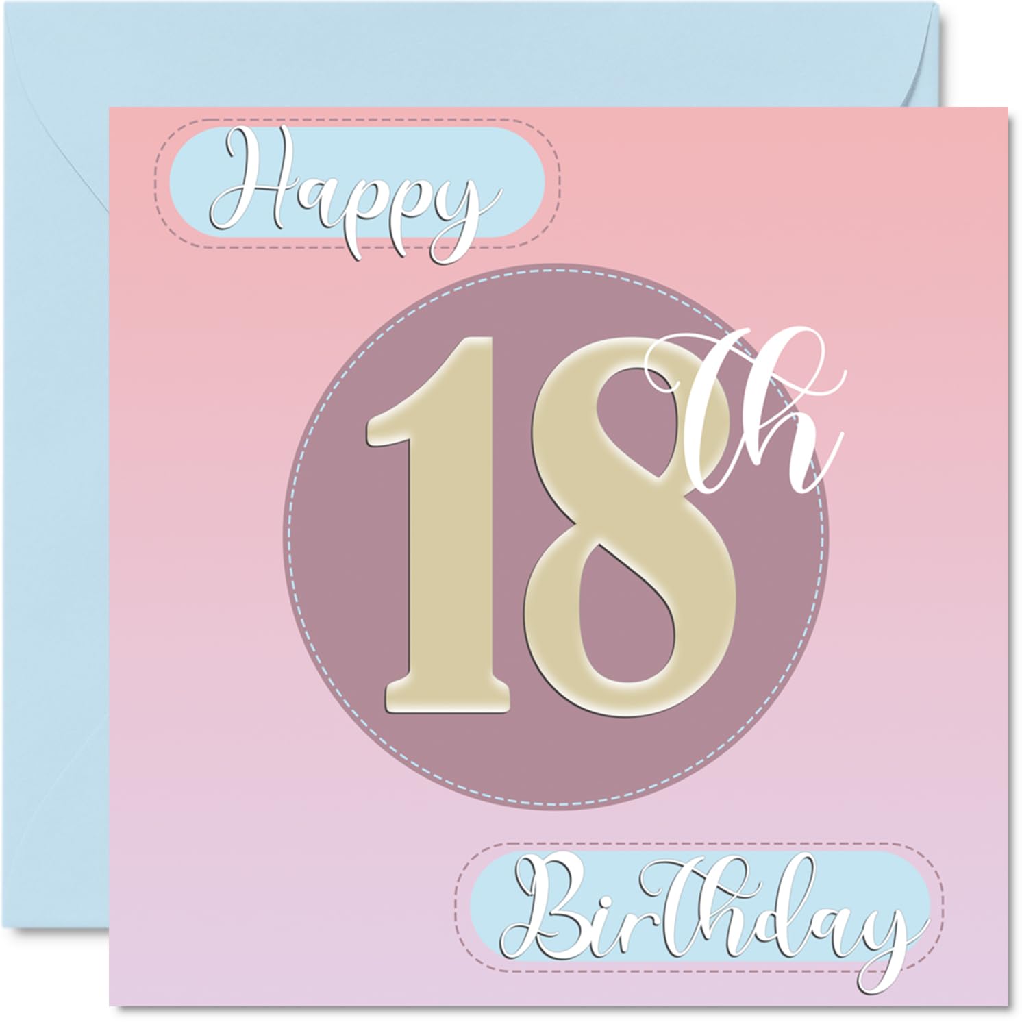 18th Birthday Cards for Women - Sewing Stitch - Happy Birthday Card for 18 Year Old Woman Cousin Daughter Colleague Auntie, 145mm Bday Greeting Cards