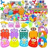Party Favor Pinata Filler,Treasure Chest,Mini Magic Cube,Brain Teaser Puzzle Boxes,Mochi Squishies,Snake Twist Puzzle,IQ Puzzle Toy,Treasure Box Prizes For Carnival Prizes,Goodie Bag Fillers,Classroom Rewards