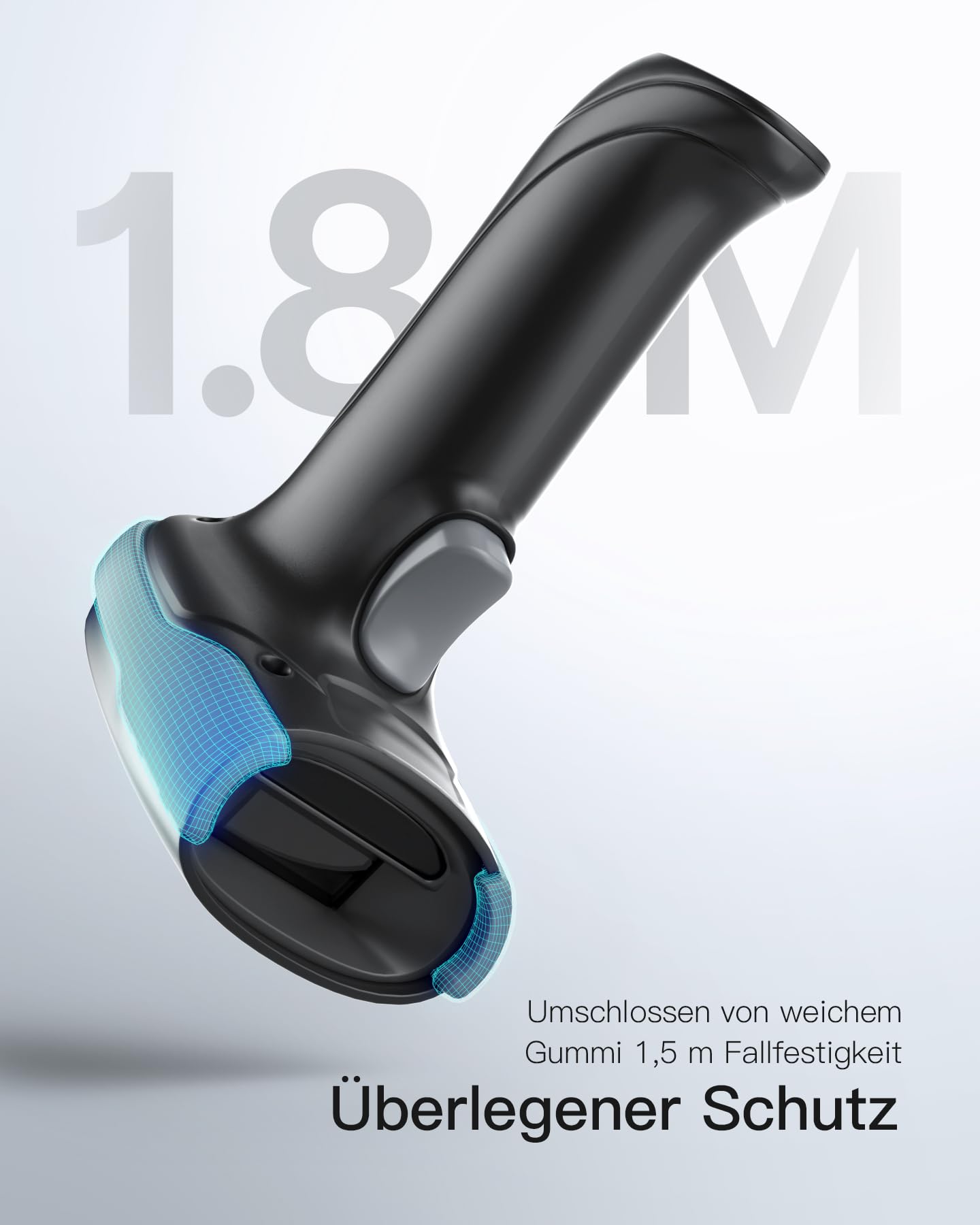 Inateck Barcode Scanner Kabellos 2D PDF417, QR Code Scanner mit 2 x 2000mAh Austauschbaren Akkus, mit Ladestation, mit Bluetooth und Kabel USB, Kompatibel Android iOS, für Lagerhaltung und Logistik