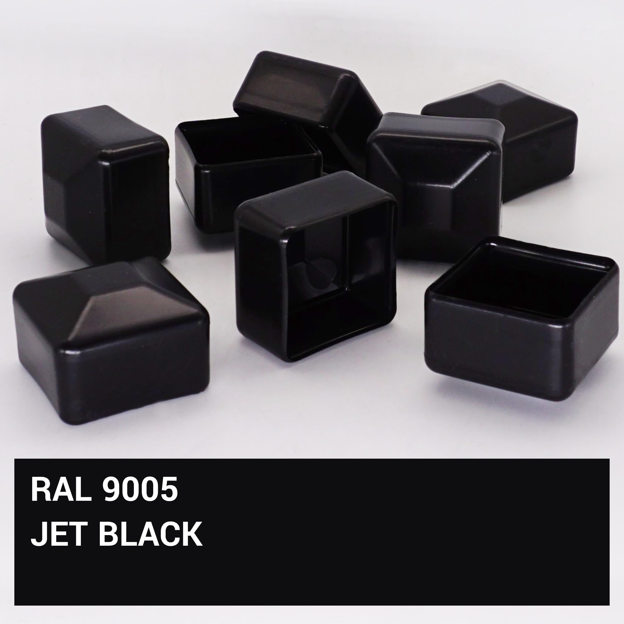 SKIR'CO Tappi quadrati in plastica, 40 x 40 mm, tappi per tubi opachi, inserti per tubi quadrati, tappi per pali di recinzione, colore nero RAL 9005