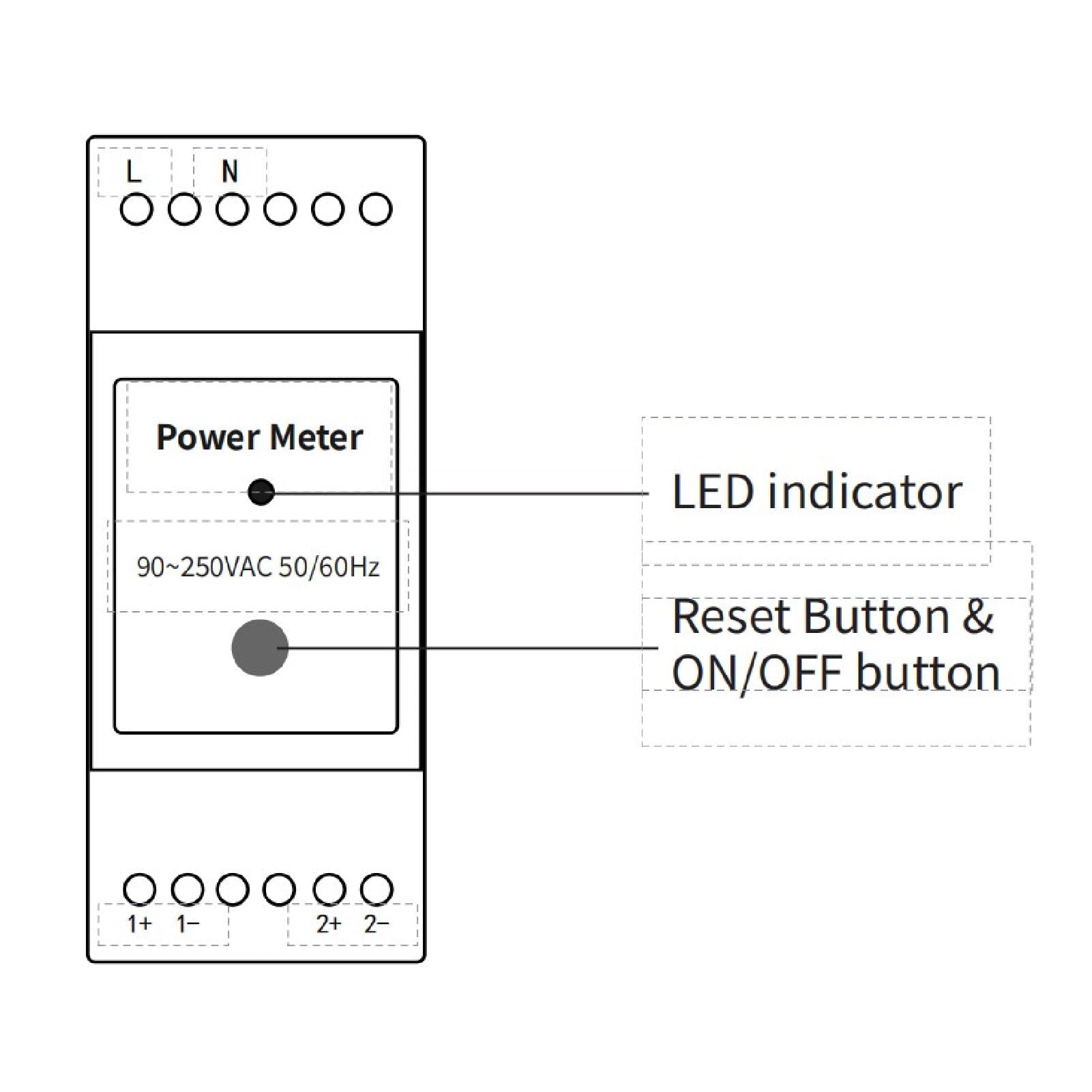 YWBL-WH Einphasiger Energiezähler, WLAN-BT 5.2-Leistungsmesser mit 80 A X 2 Stromzangen, Echtzeit-KWH-Überwachung für Solar-PV-Systeme, Energieverfolgung zu Hause über die Smart Life App