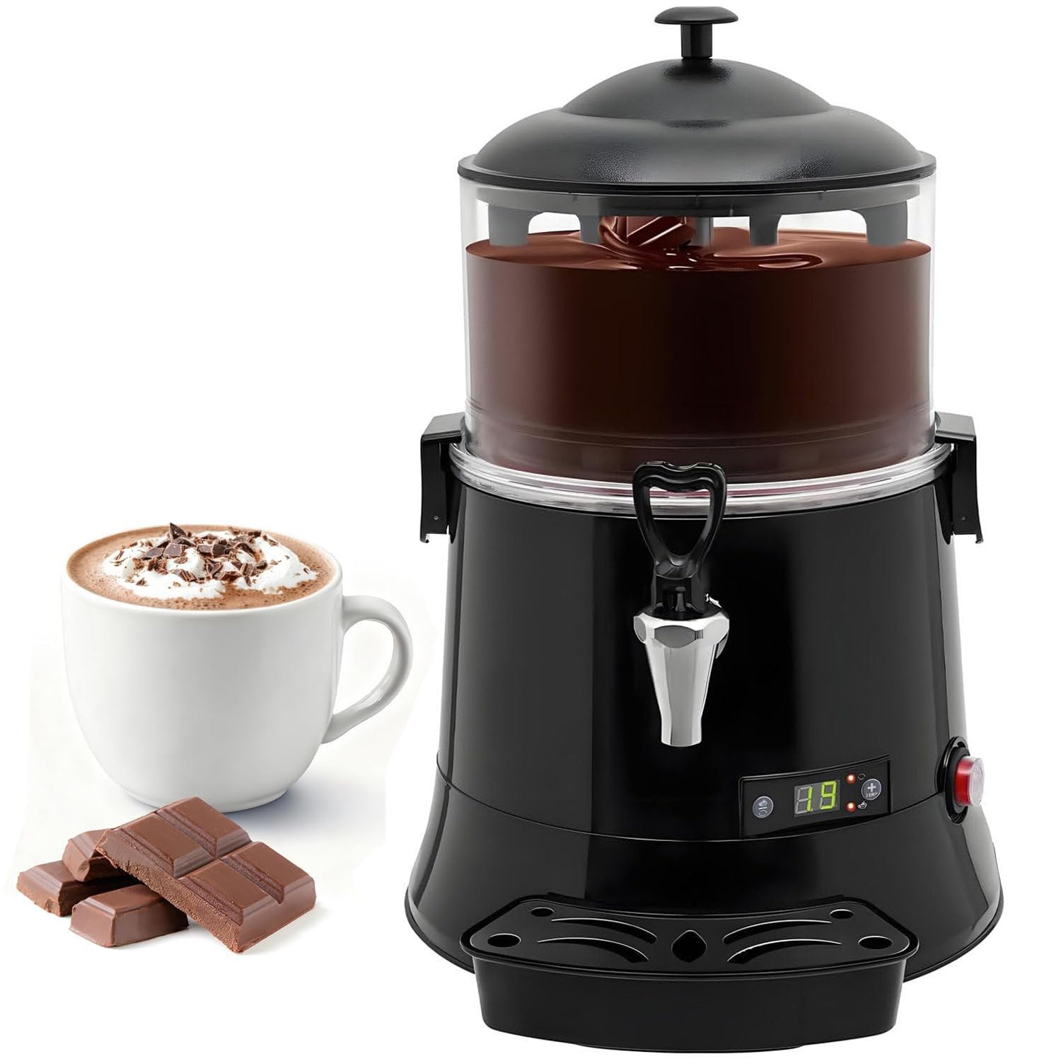 HCZKIUJY Commercial Hot Chocolate Maker with Adjustable Temperature and Stirring Function, Ideal for Restaurants, Bakeries, and Cafes (Black 5L)