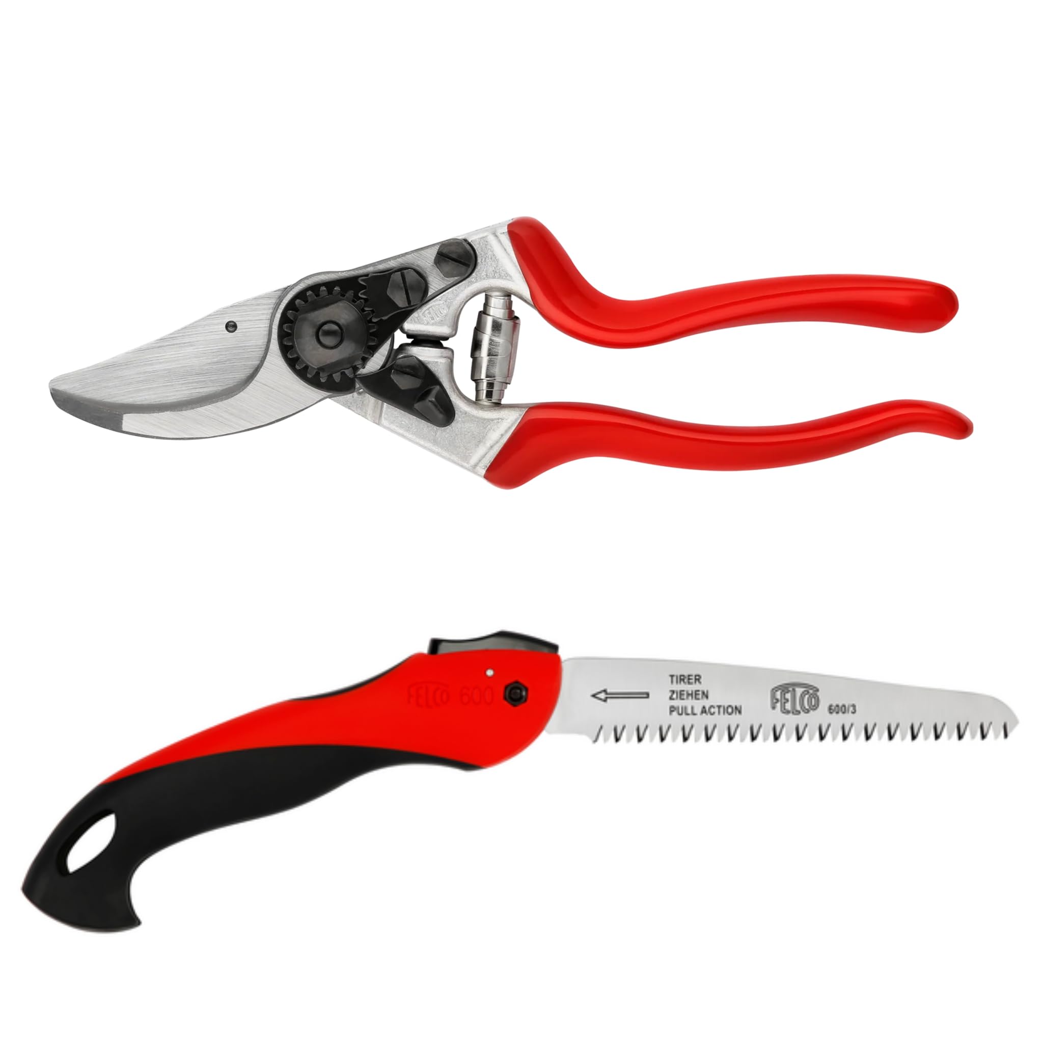 FELCO 8 Tijera de Podar Profesional Bypass 25 mm para Mano Derecha con Sierra Plegable FELCO 600 para Poda y Corte