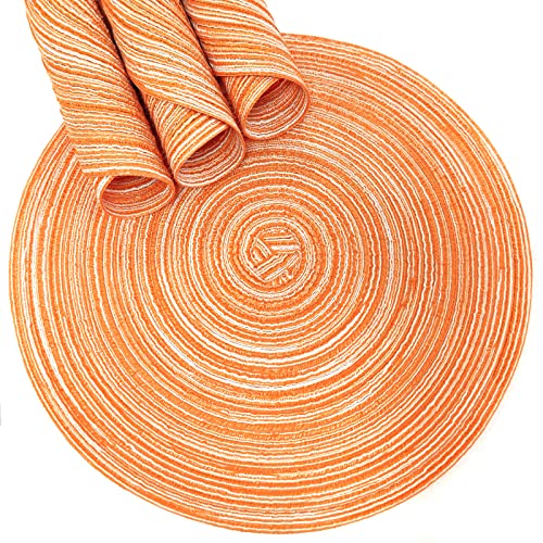 ADIDO EVA Round Placemats Set of 4 Heat Resistant Braided Place Mats 11.8 inch for Kitchen Table Orange by ADIDO EVA - Used condition - Image 3