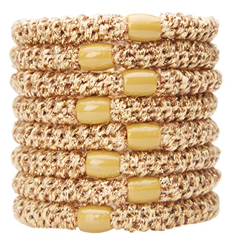L. Erickson Grab & Go Ponytail Holders, Metallic Dark Gold, Set of Eight - Exceptionally Secure with Gentle Hold