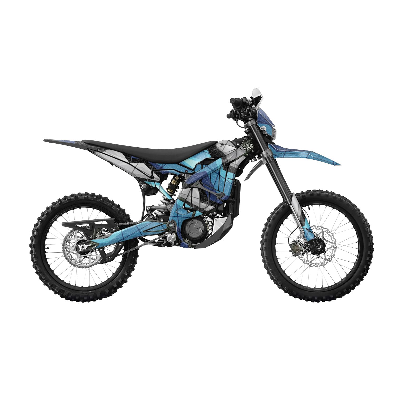 Glossy Glitter Surron Ultra Bee Graphics Kit Wrap - Polygon Grunge Blue - Sur-Ron Skin - Premium 3M Vinyl Protective Wrap Decal Cover - Easy to Apply | Crafted in The USA by MightySkins