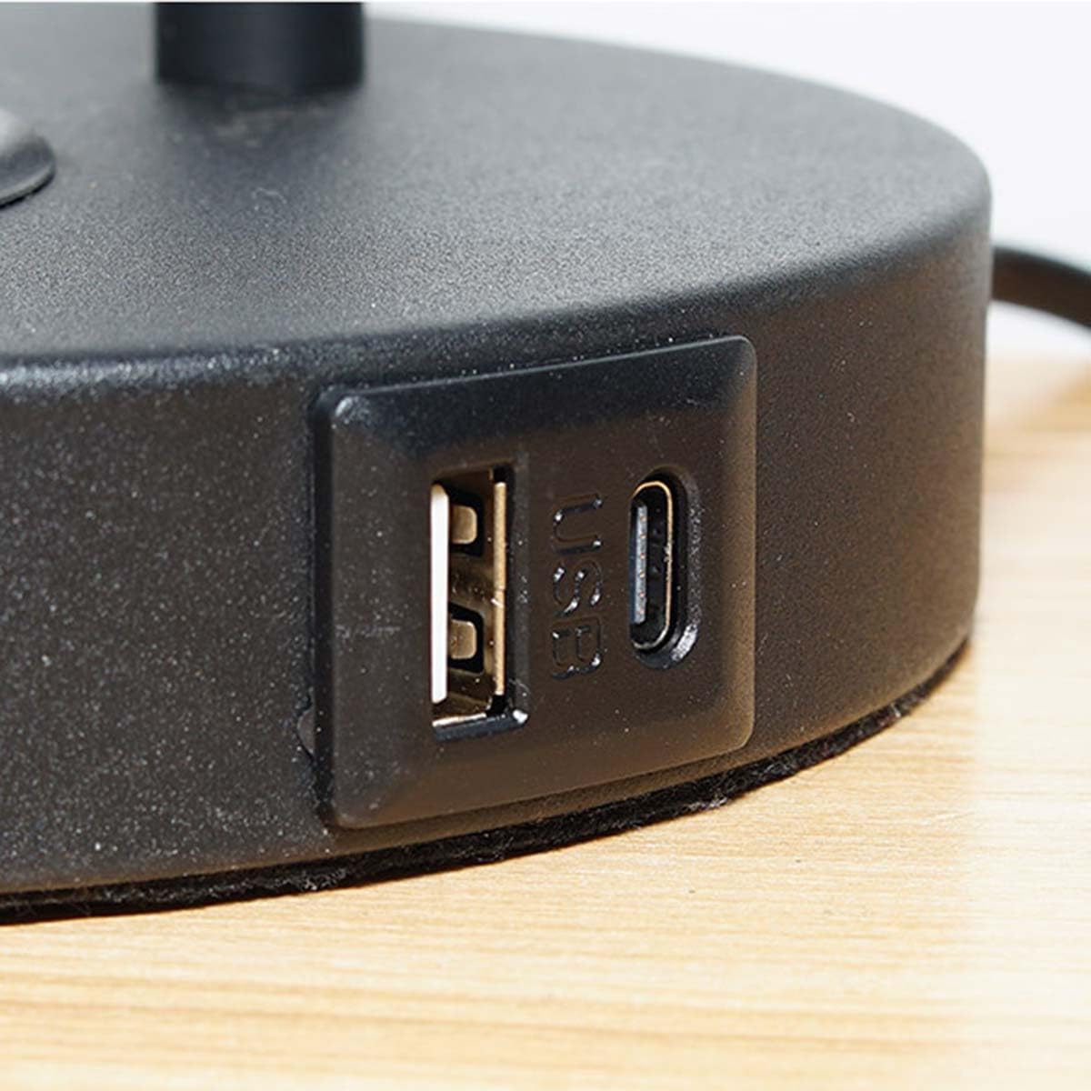 AoLa Lampa biurkowa z przełącznikiem dotykowym, Regulowana lampa biurkowa na gęsiej szyi ze złączem ładowania bezprzewodowego i USB Lampa stołowa z wtyczką i kablem E27 Lampka nocna