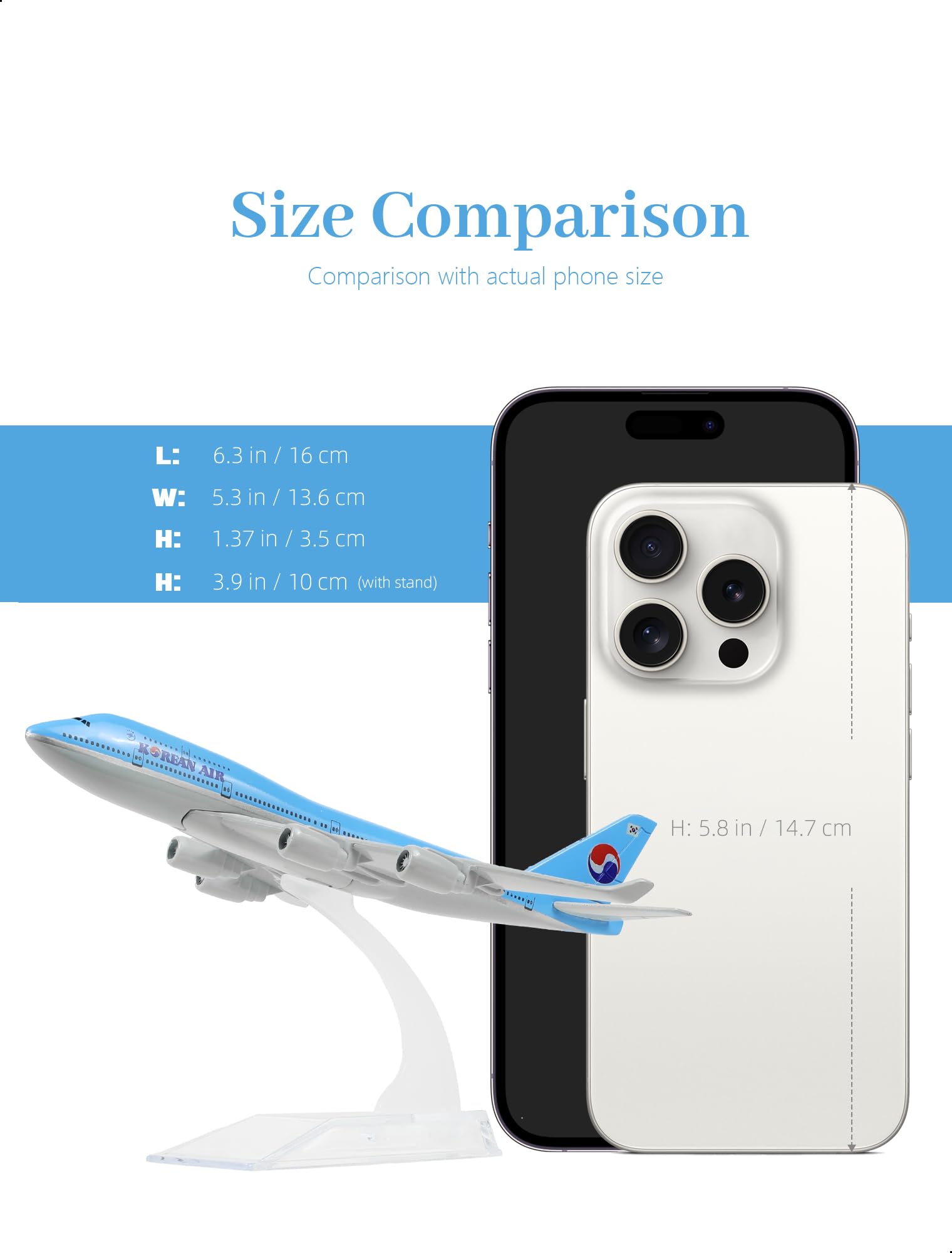 Amazon | QIYUMOKE 1/400 大韓航空 ボーイング747 飛行機モデル 15.5cm