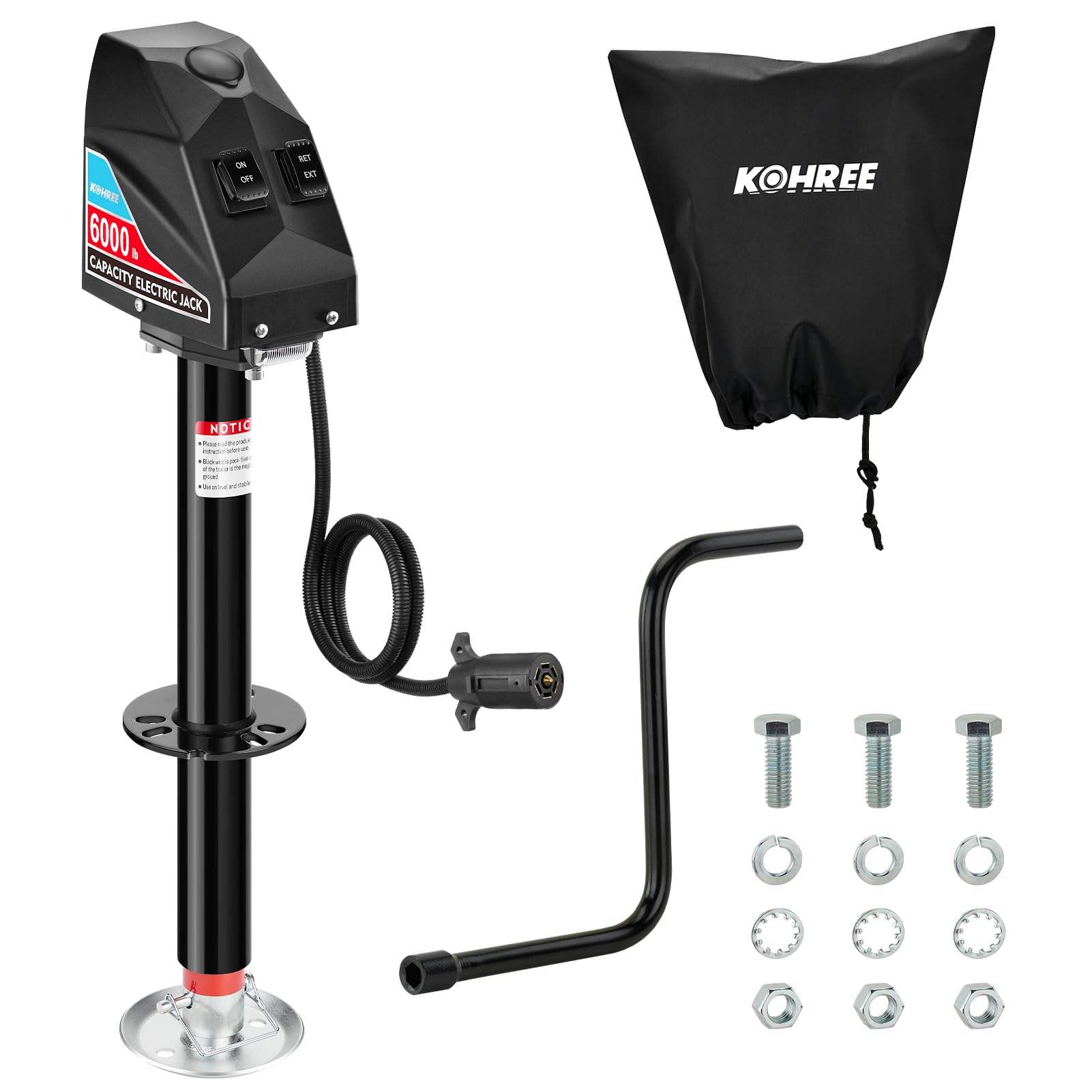 Kohree Electric Trailer Jack 6000 lbs with 7-Way Connector, Heavy Duty